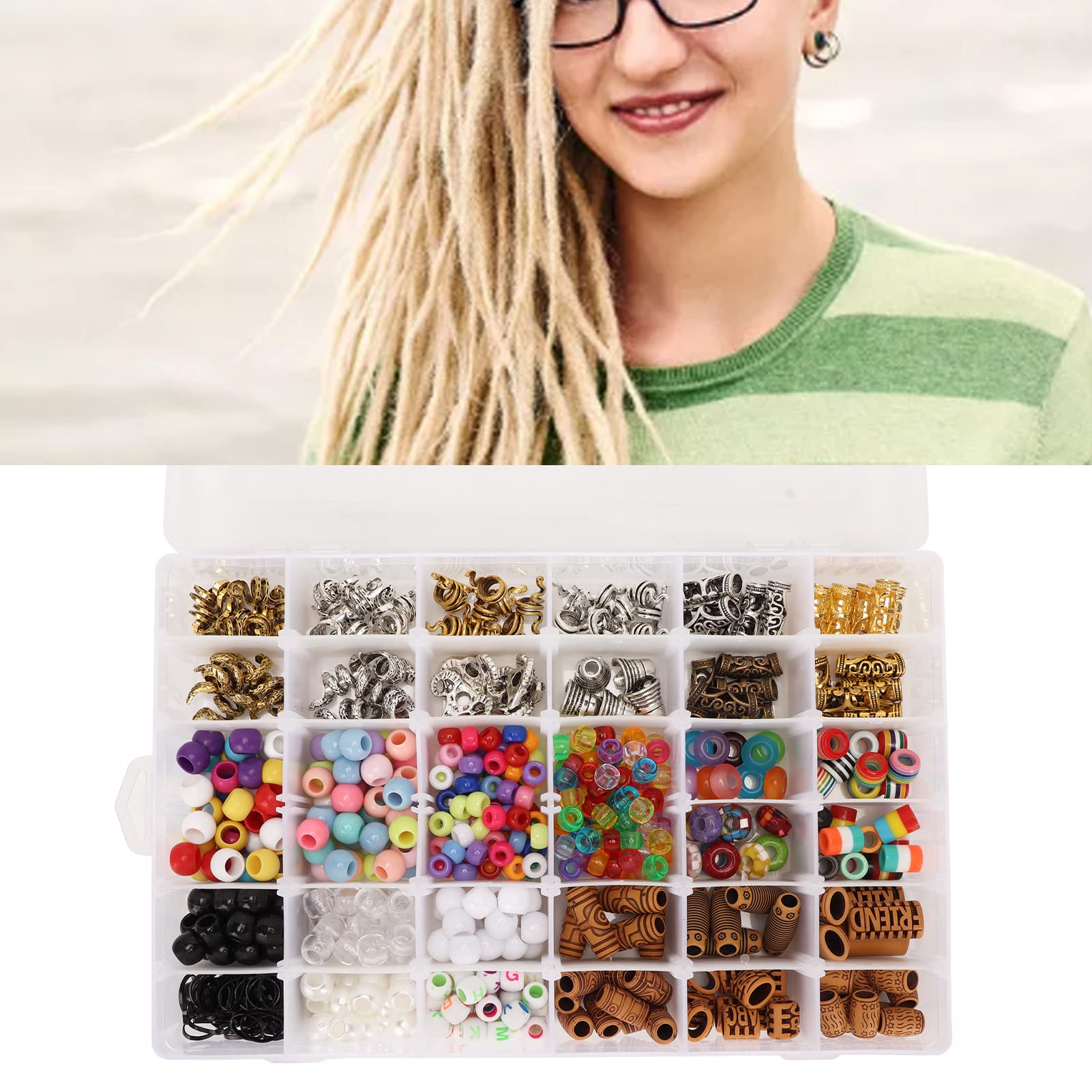 Set di perline di plastica in resina e perline dreadlocks in scatola