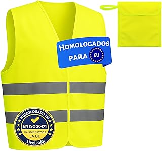 LiveLaif® - 1 Chaleco Reflectante Homologado + 1 Bolsa a Juego | TallaUnica, Unisex | Chaleco Coche Homologado DGT | Cha...