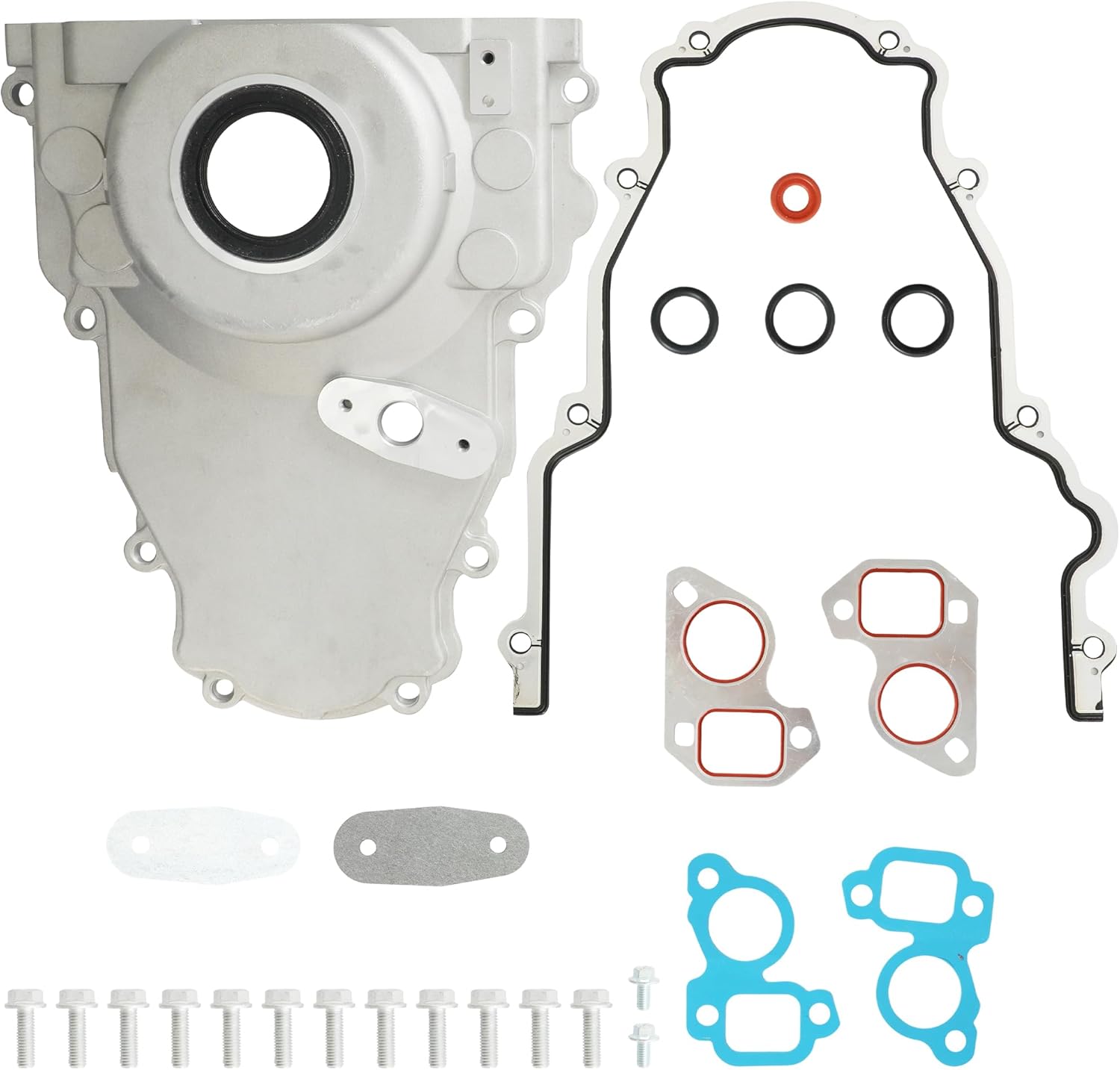 LS Front Timing Cover Gasket Set Fit For Buick Rainier Cadillac CTS GMC Savana Sierra Silverado Pontiac G8 GTO Chevrolet SS Suburban Tahoe 4.8L 5.3L 6.0L 6.2L 2005-2010 12633906 12600326