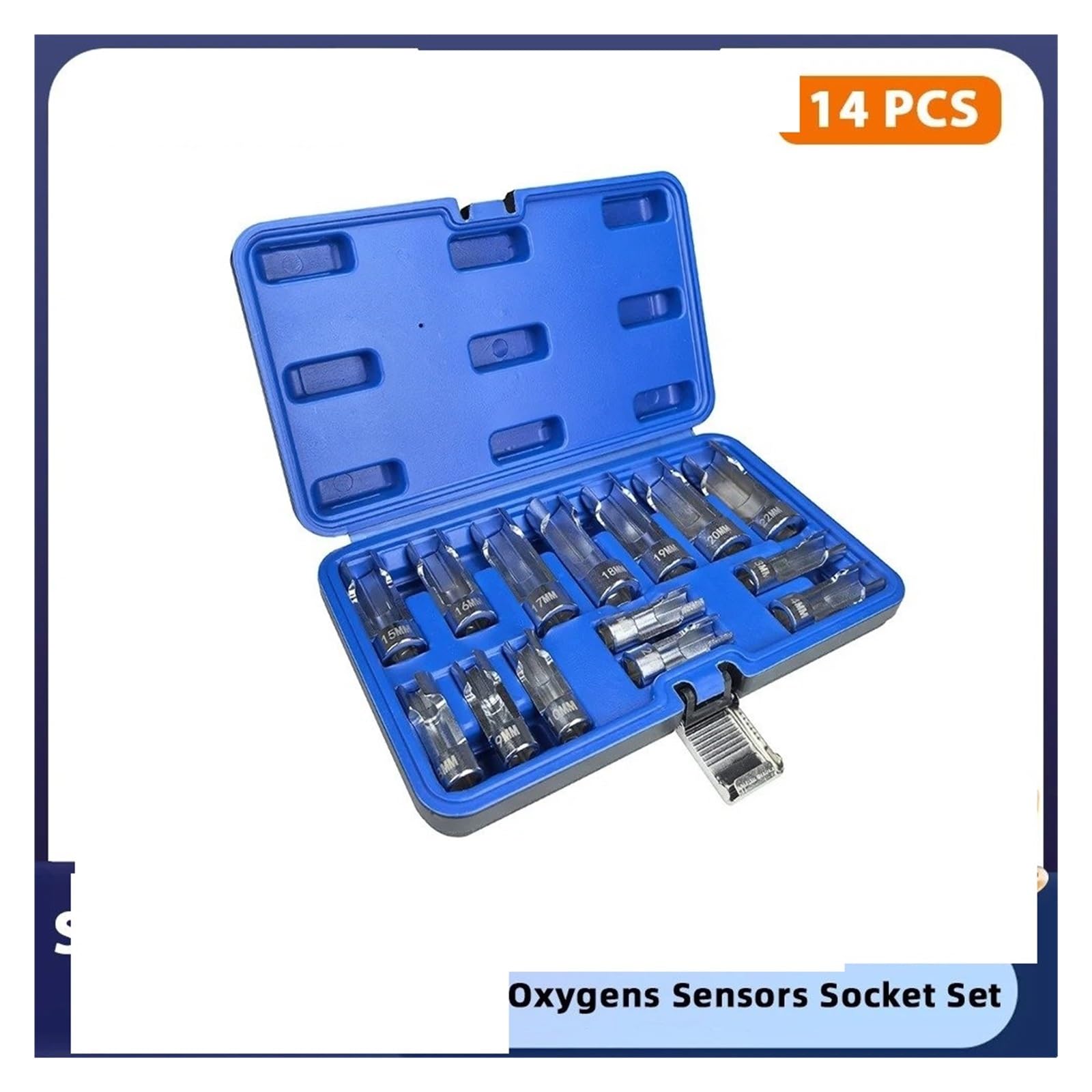 NOX Sensor Óxido Nitrógeno Juego Enchufes Con Sensores Oxígeno, Herramientas Extracción Unidades 3/8 "y 1/2", Llaves Inglesas Reparación Con Caja Almacenamiento, 14 Piezas