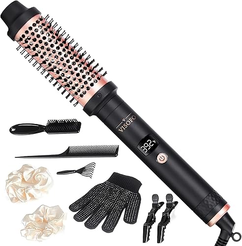 Cepillo térmico ondulado soplado | Rizador caliente redondo de 1.5 pulgadas, rizador de pelo, herramientas de peinado soplado de 1 1/2 pulgadas,