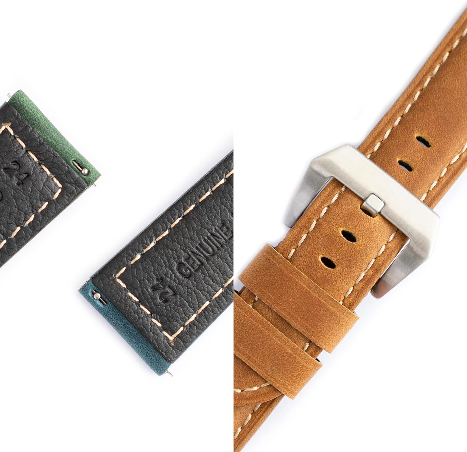 Quick Release Leather Straps For Panerai Watches 20mm 22mm 24mm, Replacement Leather Watch Band With Buckle, Calf Watch Strap For Panerai Watches