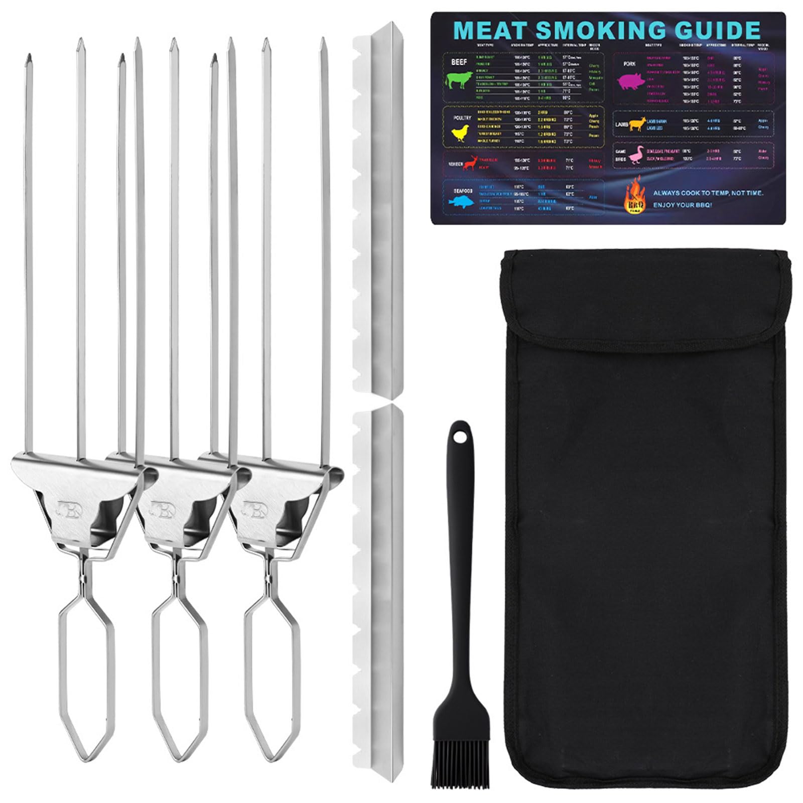 Hochwertiges 3-Zinken Grillgabel Set, Grillausrüstung aus rostfreiem Stahl in Lebensmittelqualität für sicheres und Robustes Kochen Freien, dauerhaftes Grillzubehör