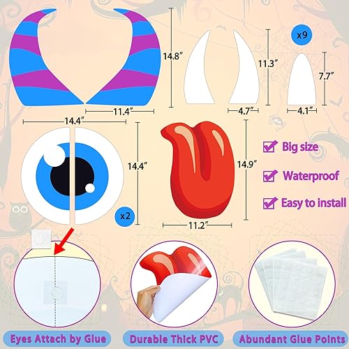 Miniatura 5 de Kit de decoración de coche Monster Trunk or Treat – Decoración del hogar de Halloween para interiores y exteriores – Pared, arco de garaje,