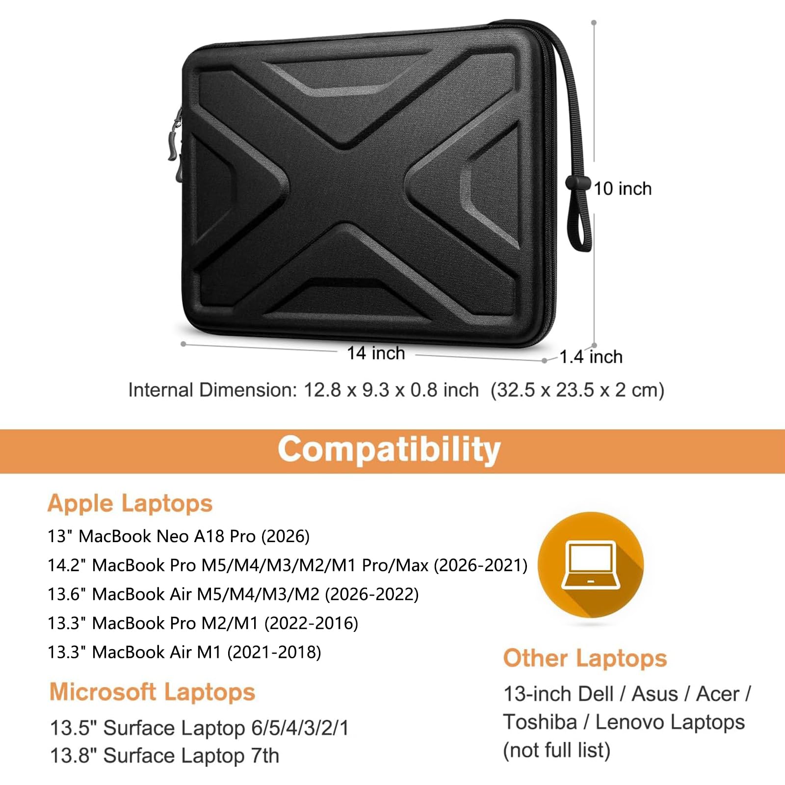 SITHON Housse de Protection pour 13,6" MacBook Air M5 M4 M3 M2 2026-2022, 14,2" Macbook Pro M5 Max/Pro M4 M3 M2 M1 2026-2021, 13" MacBook Neo A18 Pro 2026, 13" MacBook Air/Pro, Housse Antichoc Laptop