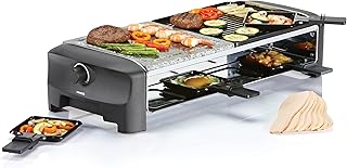 Princess 162820 Stone & Grill Party – Parrilla de piedra y plancha combinadas, placa reversible