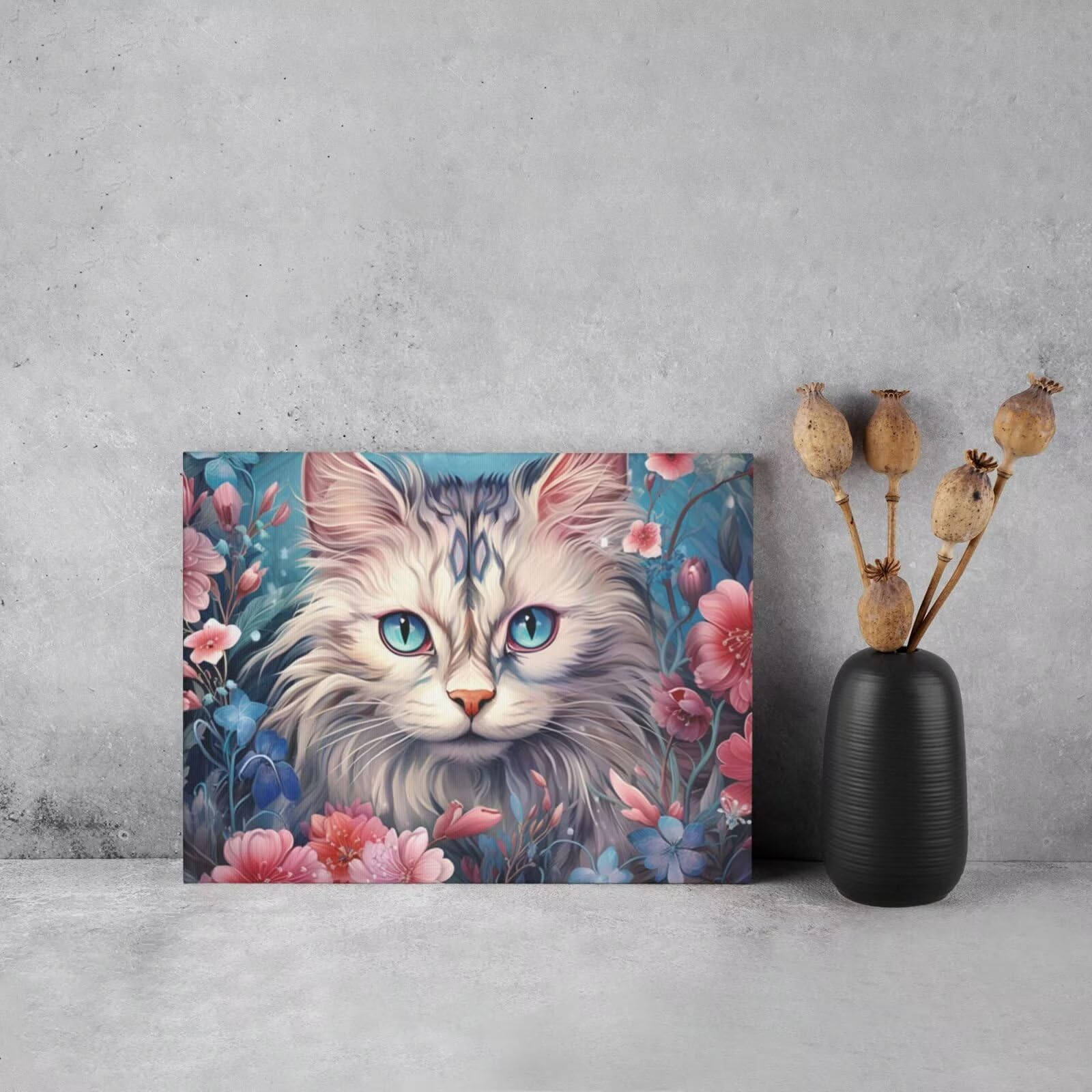 Malen nach Zahlen für Erwachsene, Motiv: Blume, Katze, Malen nach Zahlen für Anfänger, Acryl-Peinture a Numero mit 6 Pinseln, DIY-Ölgemälde, Kunst-Bastelsets für Wanddekoration - (90 x 60 cm