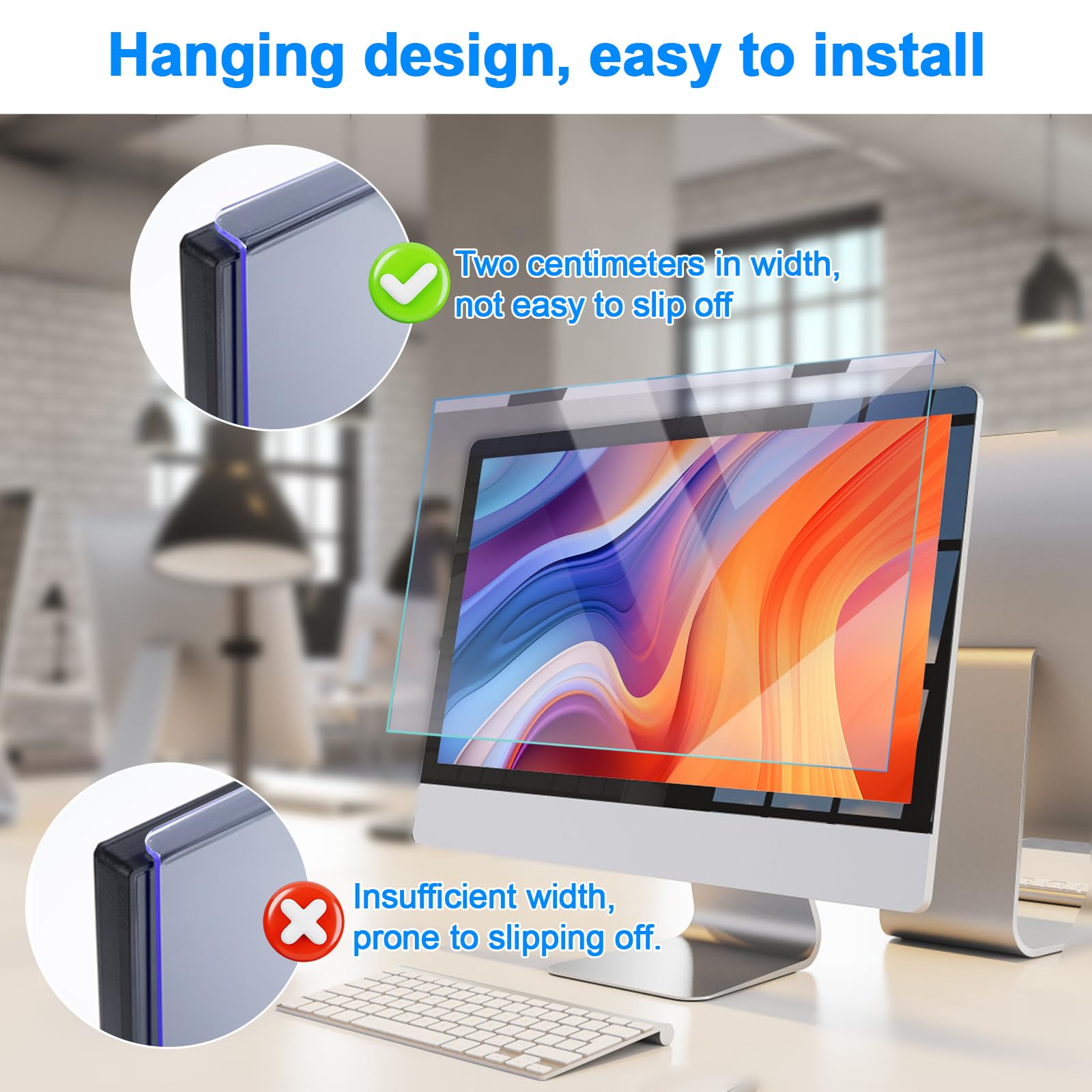 Protector de Pantalla para Computadora Portátil de 24 Pulgadas, Ultra Transparente, Protección contra la Luz Azul, Reduce la Fatiga Visual, Antihuellas, Antiarañazos, Fácil de Limpiar