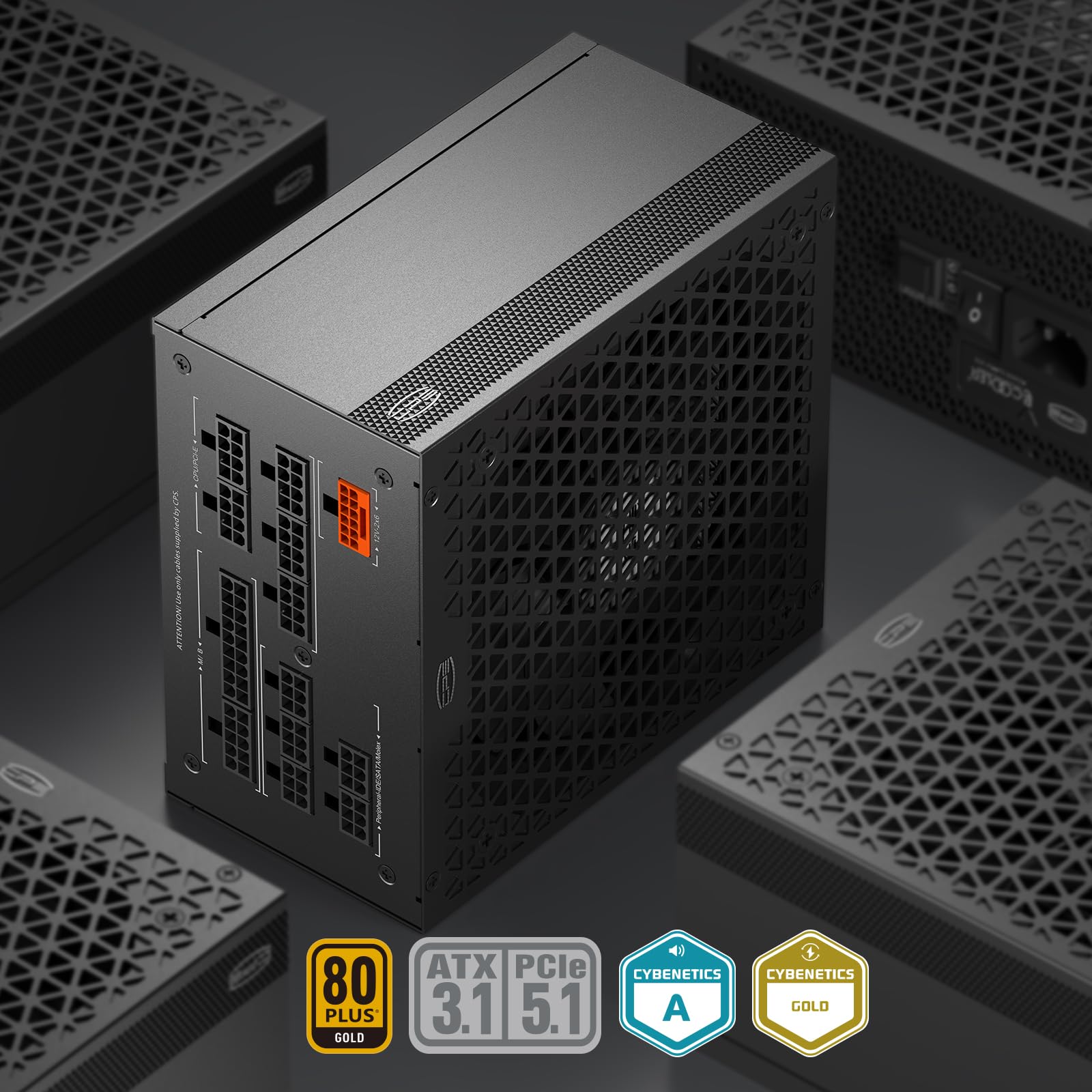 PCCOOLER CPS YS1000 Alimentatore, 1000W 80 Plus Gold alimentatore da gioco PCIe 5.1 e ATX 3.1 completamente modulare certificato, ampia compatibilità, condensatori elettrolitici Full Japan, 1000 W