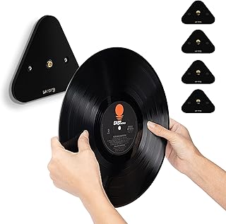Likesing Soporte de pared para discos de vinilo, 4 unidades, 11,3 x 11,3 x 0,5 cm, color negro