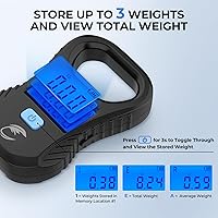 Vista 7 de Calamus Báscula de pescado ligera, báscula digital recargable con cable USB, capacidad de 55 libras, unidades múltiples libras/onzas y kilogramos