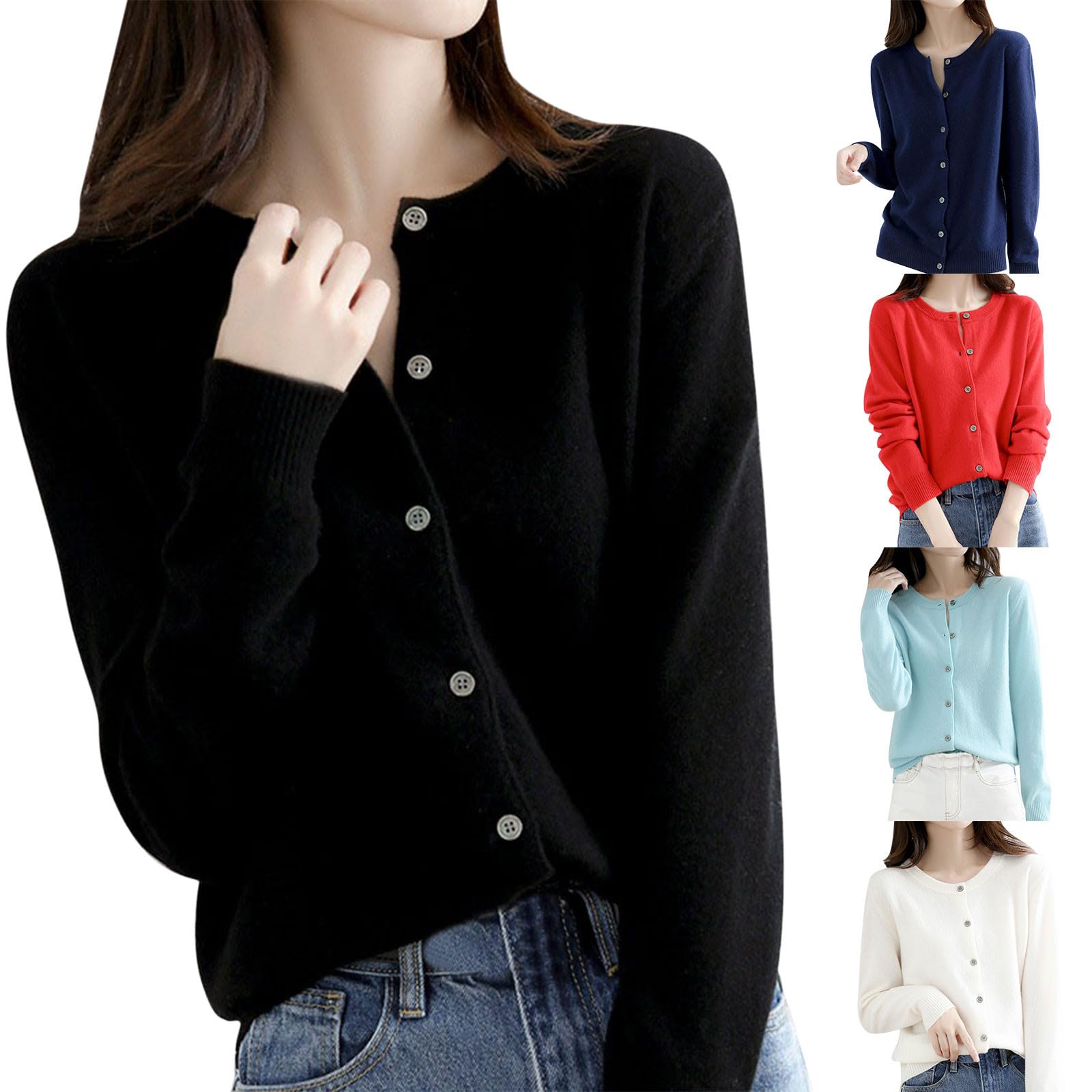 Cardigan da donna con scollo rotondo, cardigan 2026, per primavera e