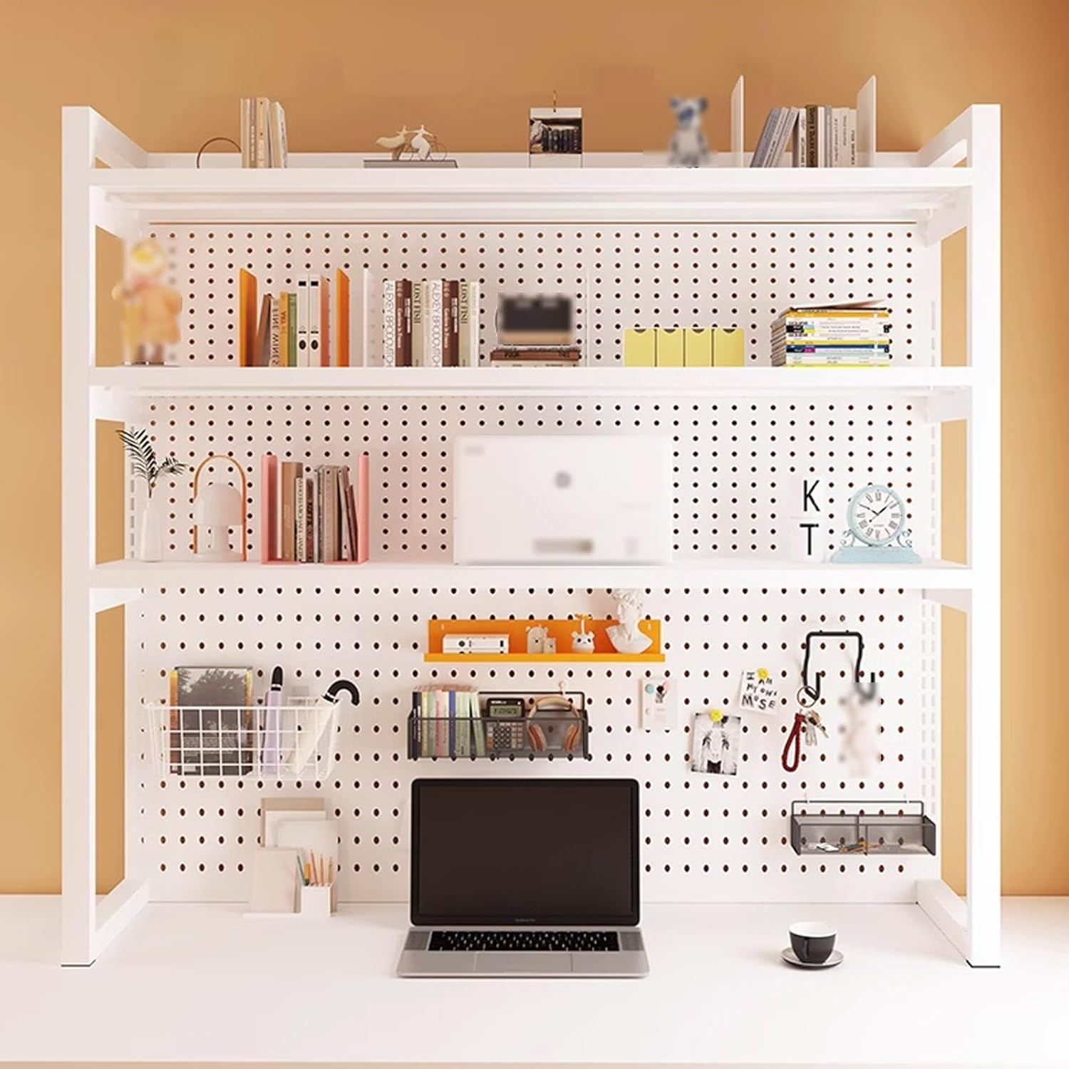 デスク上置き棚 深さ30cmの穴付きパネル 卓上置き棚 コンピューター