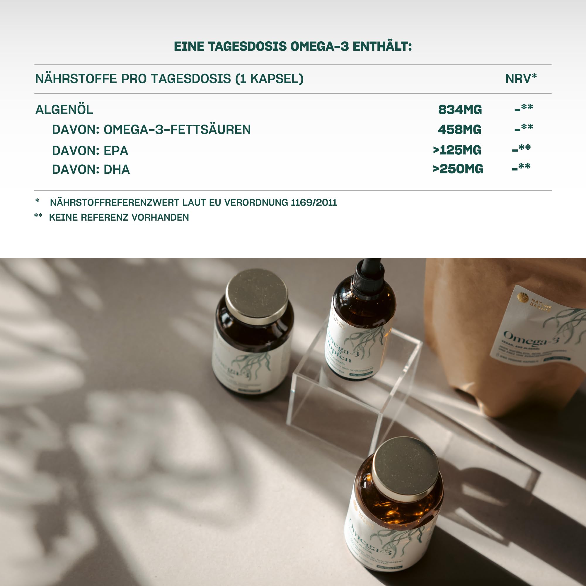 Veganes Omega 3 aus Algenöl | 120 hochdosierte Kapseln für 4 Monate | Nur 1 Kapsel täglich | laborgeprüft auf Reinheit