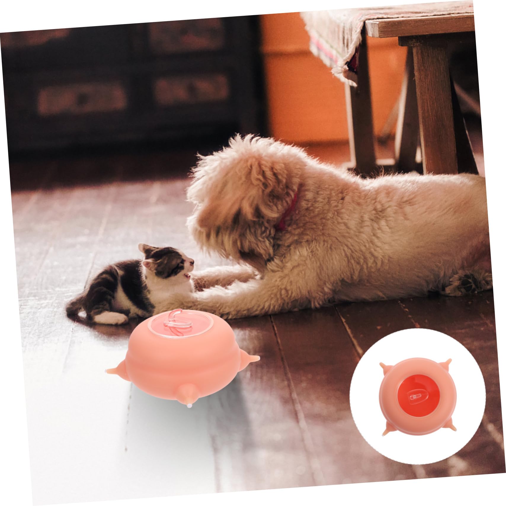 VICASKY Doppio Alimentatore in Silicone Rosa per Cuccioli e Gattini