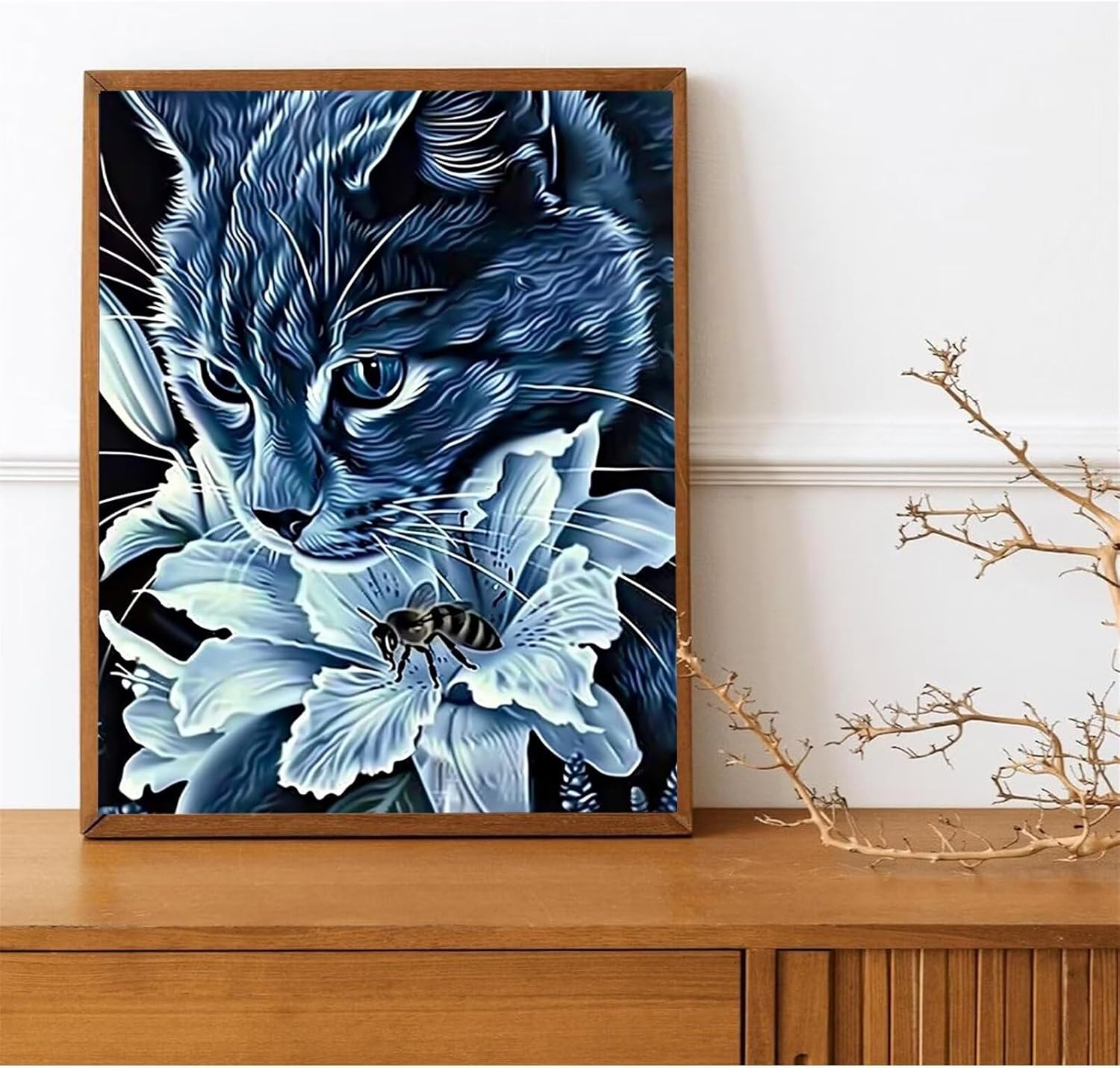 Paint by Numbers for Adults Beginners-Paint by Number Cat,DIY Acrylic Paint by Numbers Kits on Canvas Flower Drawing Colorful Paintworks Artwork for Adults Beginner, 12x16 Inch (Include Framed)