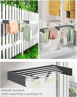 Vista 5 de Wall Mounted Clothes Drying Rack 32", Foldable Wall Mount Laundry Rack Folding Indoor, Drying Rack Clothing Collapsible, Hidden Space Saver with