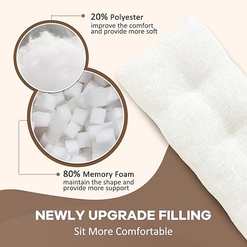 Miniatura 3 de downluxe Cojín de banco de interior para muebles de interior, cojín de asiento de banco de espuma viscoelástica con textura copetudo,
