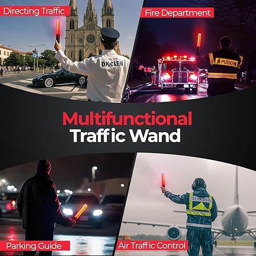 Miniatura 6 de Varita de tráfico recargable, luz de bastón de control de tráfico de 10 pulgadas con 3 modos intermitentes y 1 LED blanco en la parte superior,