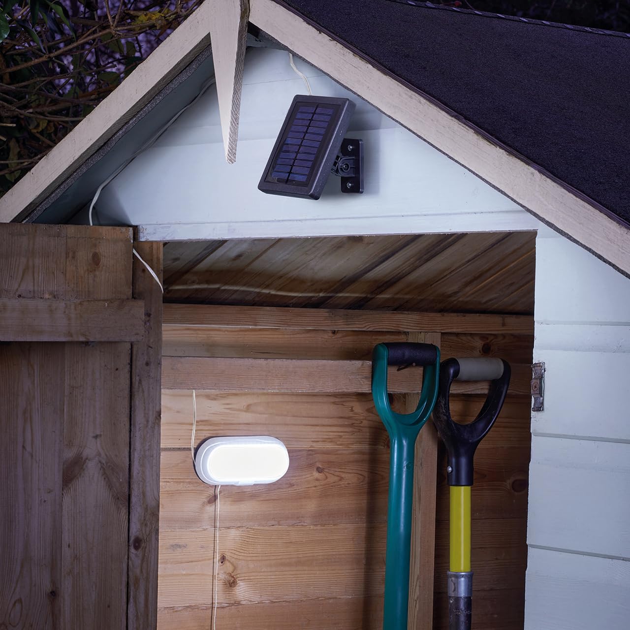 mysmartbuy.com Solar Powered Shed Light - 50 Lumen Super Bright White LED Lighting with 3m Cable to Panel & Pull Cord Switch for Garden Outhouses, Outbuildings, Tool Stores - Measures H7 x W16 x D4cm