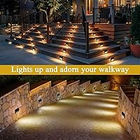 Vista 2 de Paquete de 8 luces solares para cubierta al aire libre, impermeables, 6 luces LED de escalón, luces solares de encendido y apagado automático