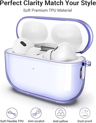 Miniatura 2 de ULAK Estuche Compatible con AirPods Pro de 2. Generación, Estuche de TPU Blando de Diseño para AirPods Pro de 1.2. Generación 20222019 con Llavero