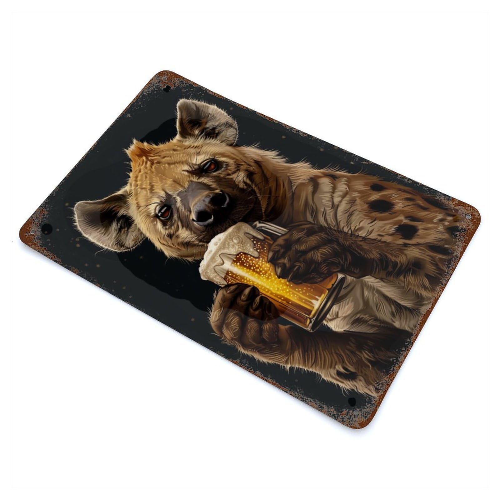 Hyena Beer Retro Metal Sign 11.8"x7.9", Vintage Wall Decor for Garage, Pub Or Kitchen