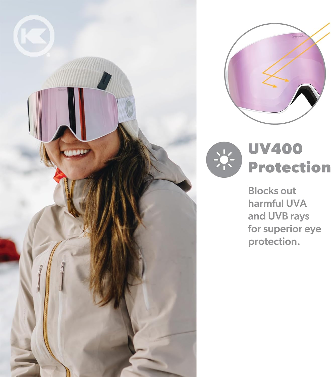 Knockaround Slingshots Snow Goggles for Men and Women - Anti-Glare and Fog Coating with full UV400 Protection