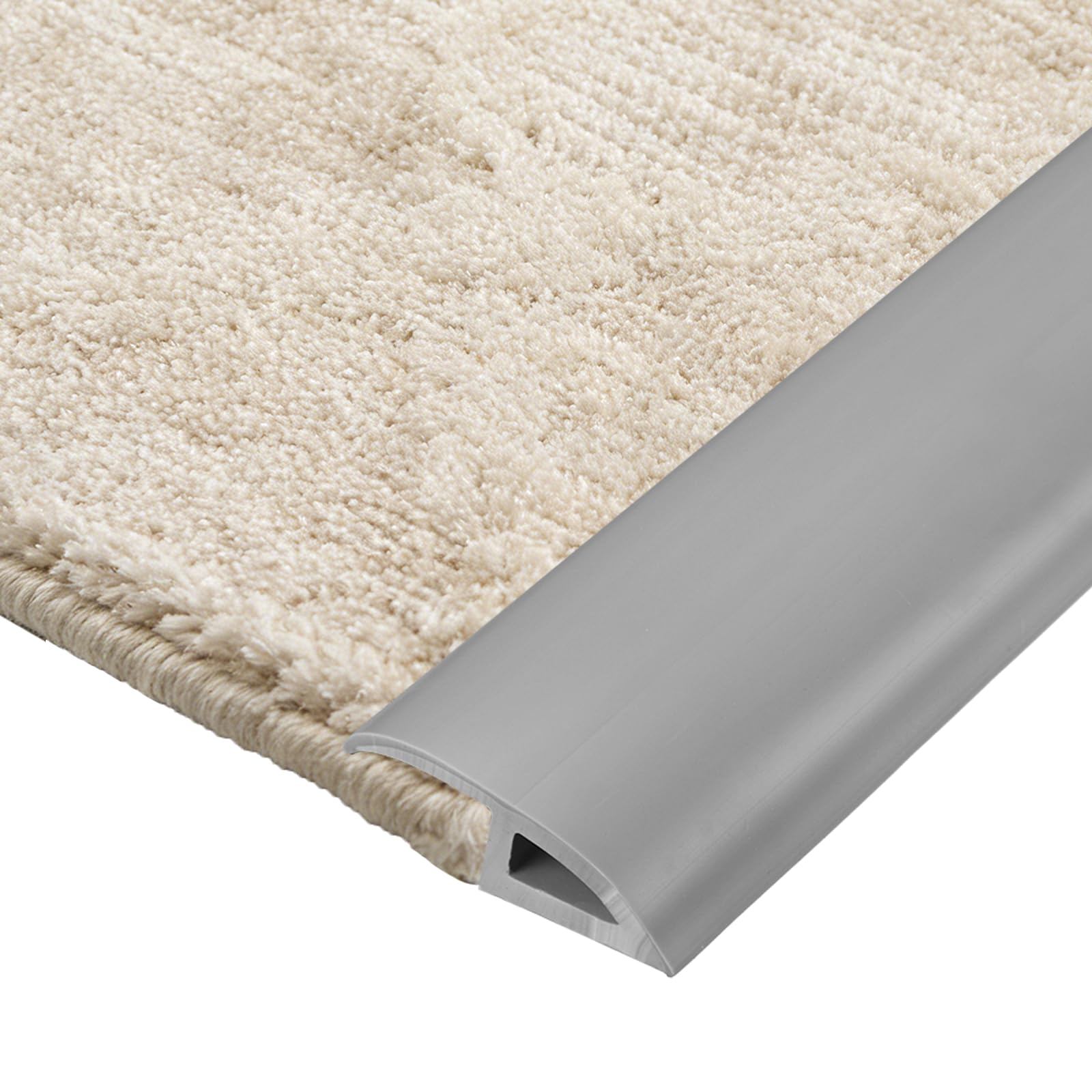 sourcing map Floor Transition Strip, 6.4FT x 1.3" x 0.47" PVC Self-Adhesive Carpet to Tile Transition Strip Carpet Edge Strips Laminate Edge Trim for 7-10mm Thickness Uneven Surfaces, Gray