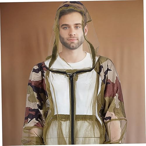 Miniatura 7 de BESPORTBLE Traje de mosquito profesional para exteriores, 1 juego de chaqueta de malla transpirable con capucha y pantalones, protección de red para
