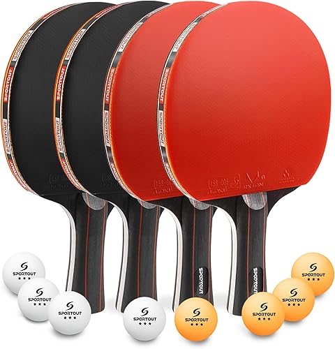 Miniatura 8 de Sportout Juegos de palas de ping pong, remo portátil de tenis de mesa con pelotas, estuche de almacenamiento de primera calidad, raqueta de tenis de