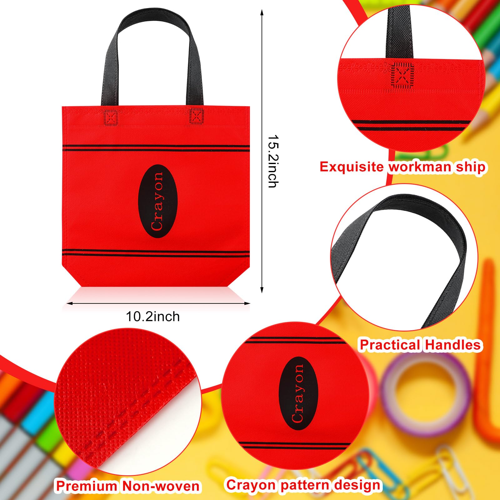 Hosuly 24 bolsas de regalo de fiesta no tejidas para el regreso a clases, bolsa de regalo de graduación, bolsa de mano reutilizable arcoíris, Varios colores