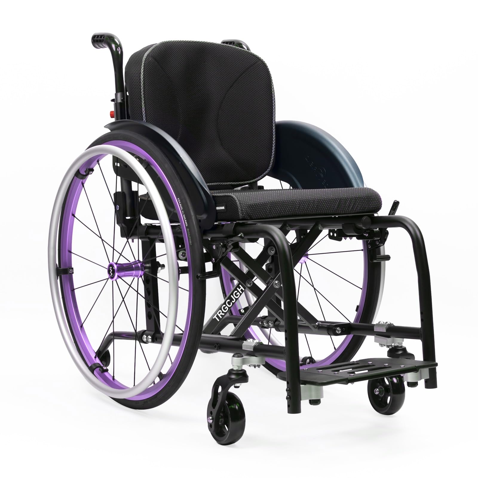 Silla de ruedas aluminio plegable portátil, Ligera, Autopropulsable | Manual, Ligero, Transporte, Frenos de mano, Compacta, Reposapiés extraíbles, Antivuelco, Con cinturó(Purple,38cm/14.9in Seat)