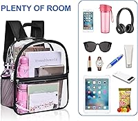 Vista 8 de USPECLARE Clear Backpack for Stadium Approved 12×6×12, Water proof Clear Bag for Stadium Events and Concert Work Sport EventBlack