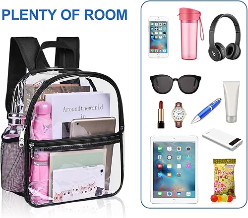 Miniatura 8 de USPECLARE Clear Backpack for Stadium Approved 12×6×12, Water proof Clear Bag for Stadium Events and Concert Work Sport EventBlack