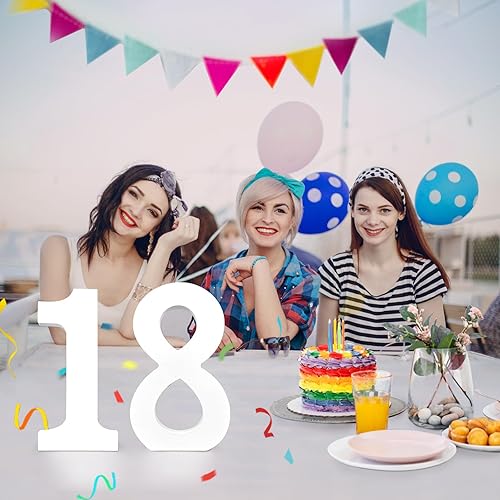 Miniatura 3 de AOCEAN Números de madera blanca de 10 pulgadas, números de madera sin terminar para decoración de pared, números decorativos de pie, rebanadas,