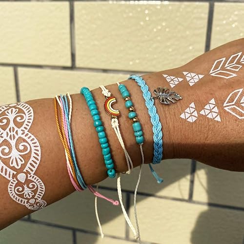 Miniatura 2 de Brazaletes impermeables de cuerda, para verano, con ola, brazalete para amistad, hecho a mano, para niña