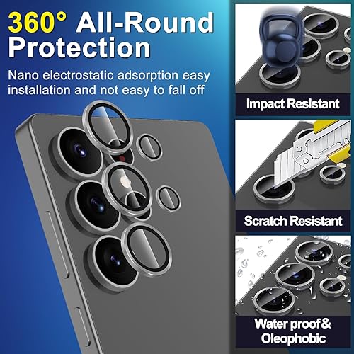 Vista 805 de para Samsung Galaxy Z Flip 7 Protector de Lente de Cámara, Cubierta de Lente de Vidrio Templado con Anillo de Metal Individual, [Fuerte Adhesión] 1