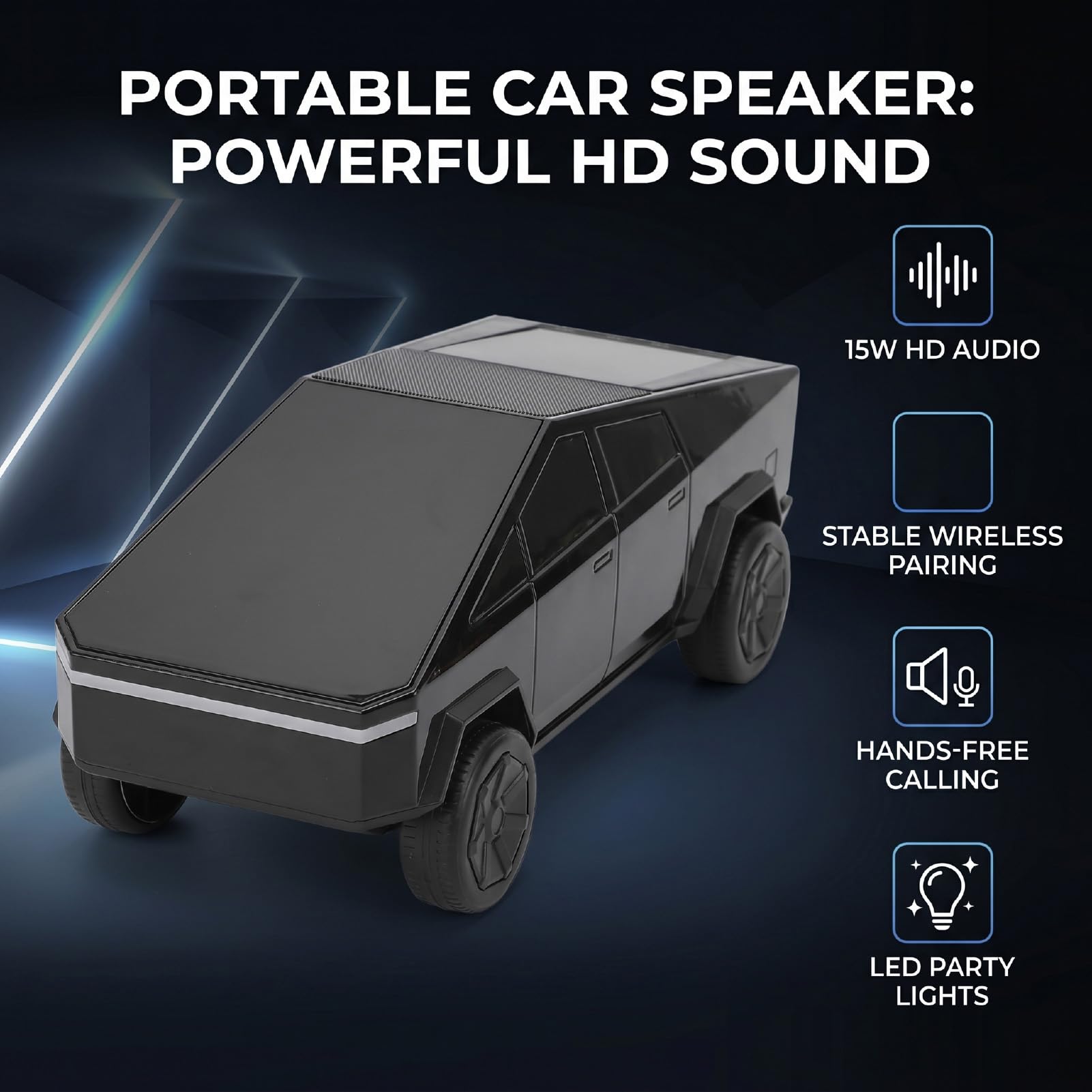 SENECESLI Altoparlanti per Auto, Schermo Display HD Audio, 15 W, Luce LED da Festa, for Intrattenimento in Auto (BLACK)