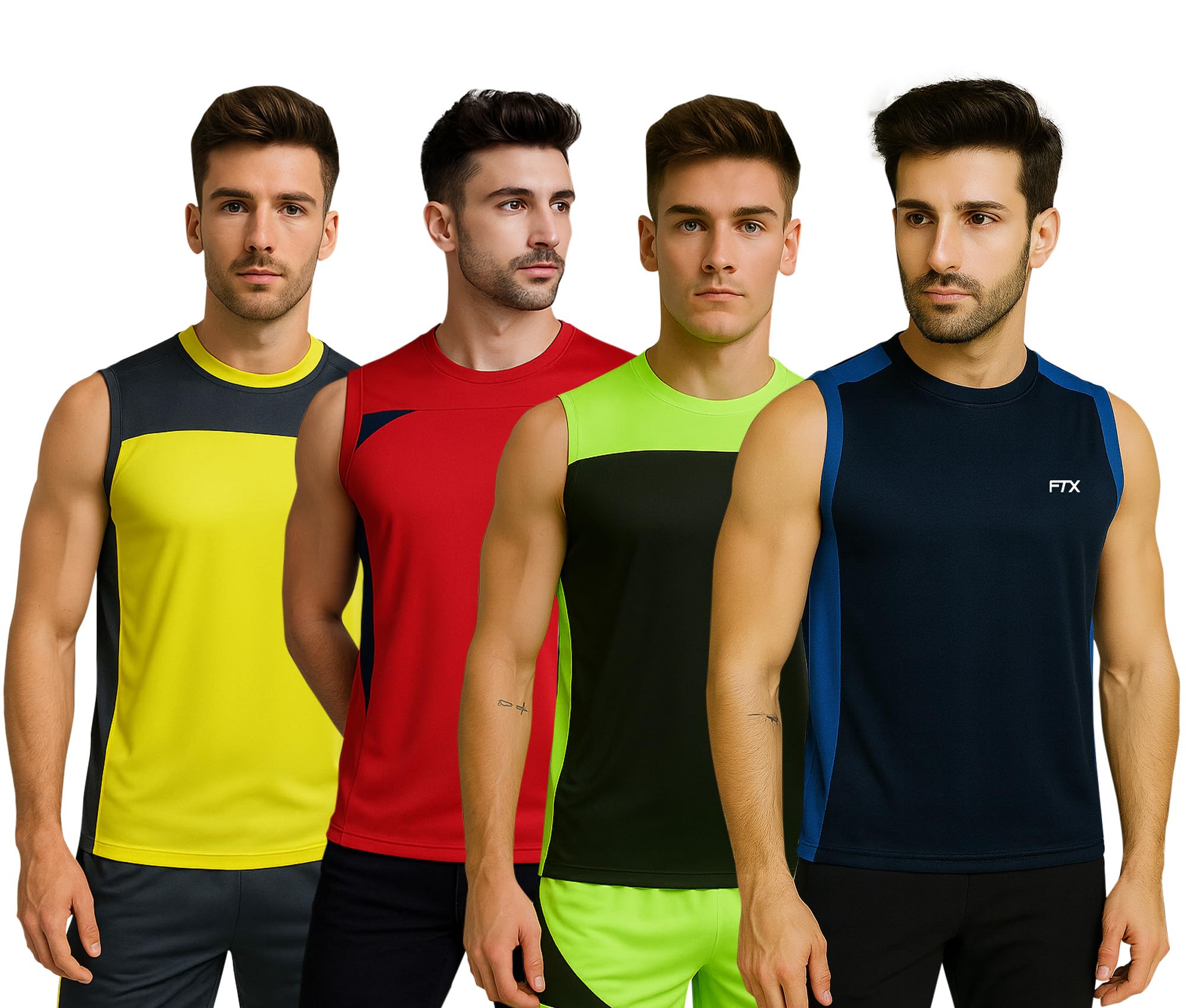 ftx Drifit Colorblock Sleeveless Activewear Sports Tshirt for Men (Pack of 4)-picture-29