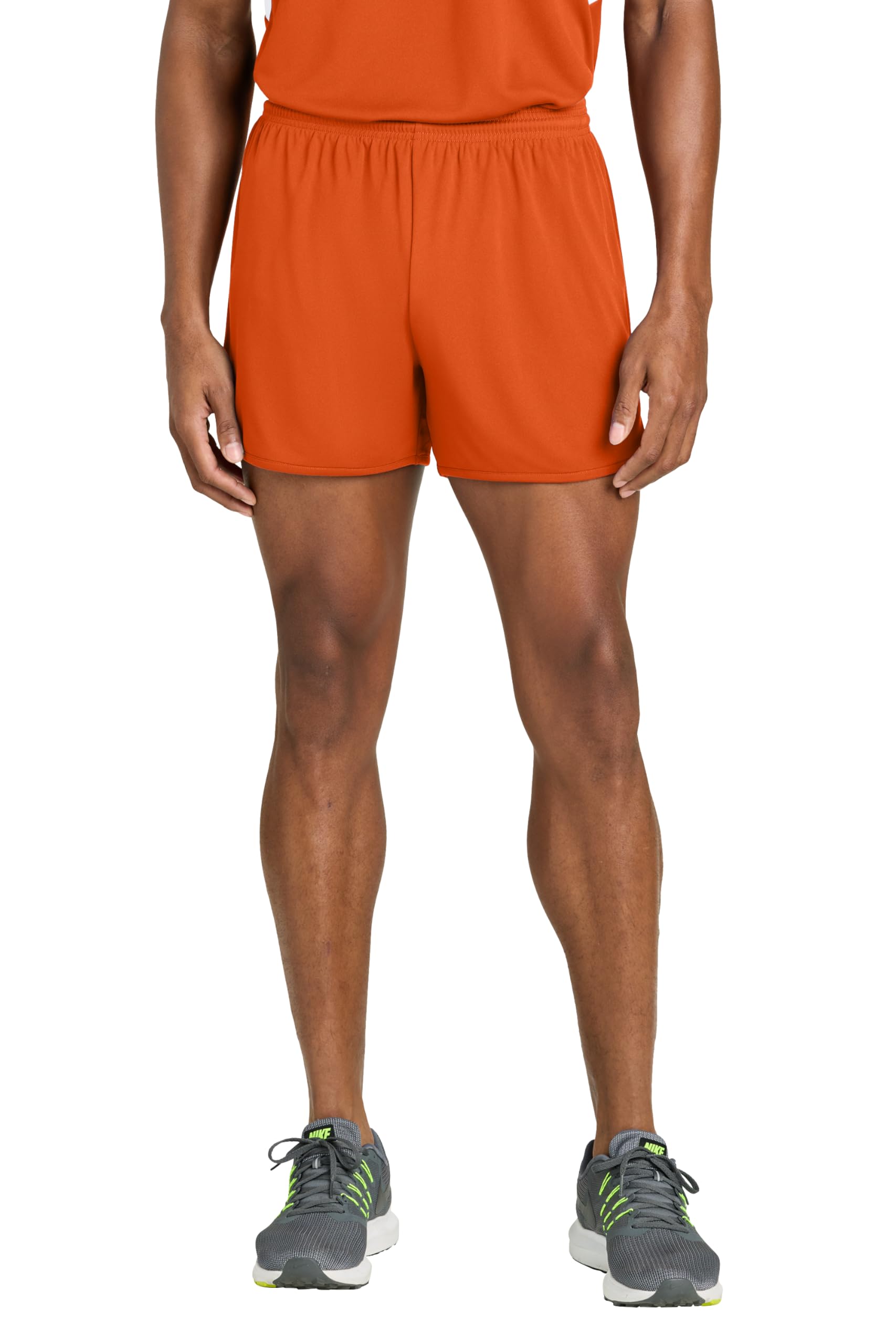 Unisex Club 4" Track Short - Moisture-Wicking Gym Shorts for Men & Women by SPORT-TEK – Medium, Deep Orange, Model ST447