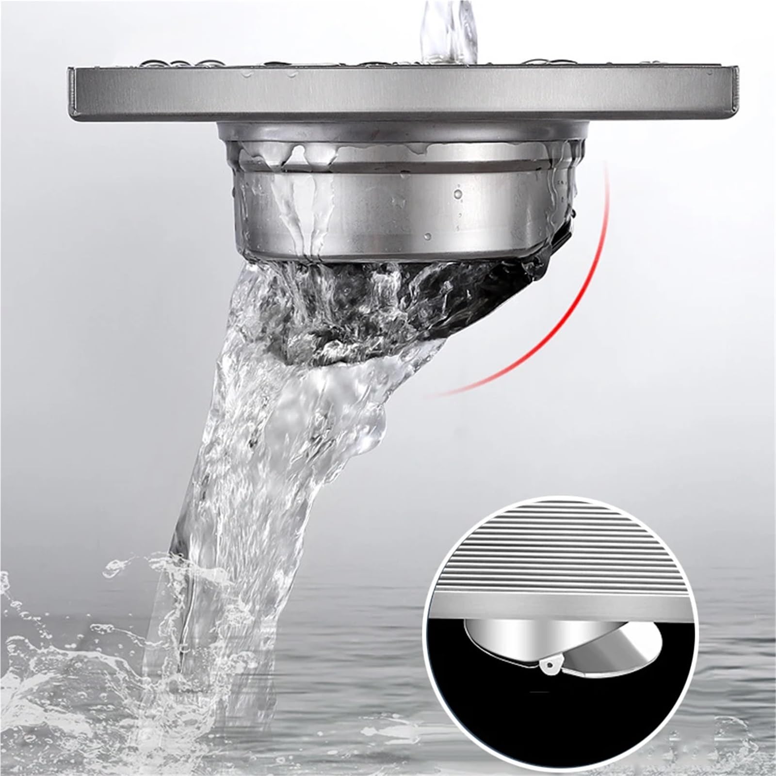 Sumidero Ducha Desagüe de Suelo Cuadrado Acero Inoxidable 304, Cubierta Drenaje Ducha baño con Rayas sólidas cepilladas, 12/15/20cm para Cocina baño(Black 12cm)