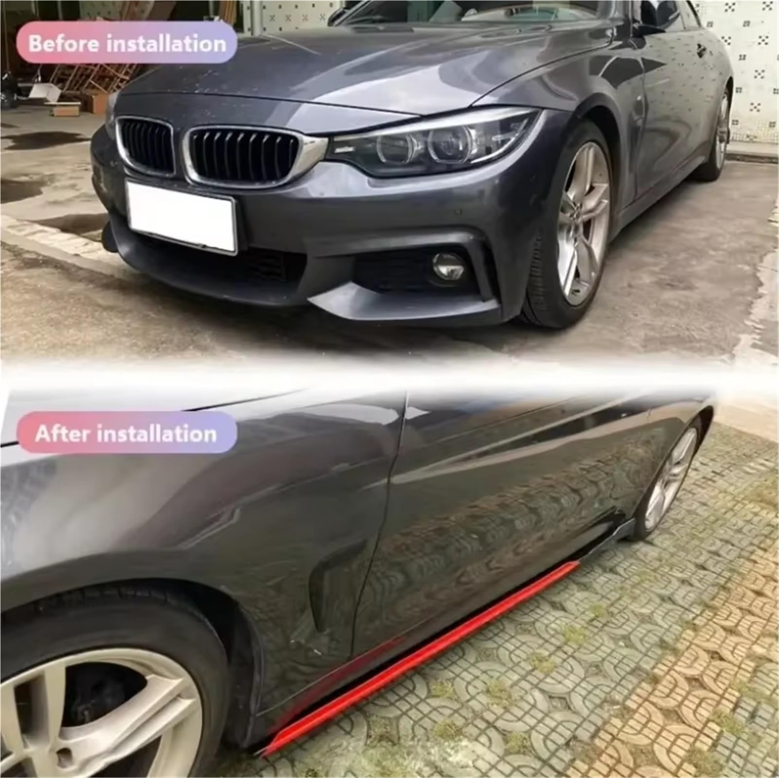 Aufsatz Seitenschweller Für 8-teilige 2,2 M Universal-Seitenschwellerverlängerung Rocker Plate Lip Separator Bumper Auto-Seitenschweller