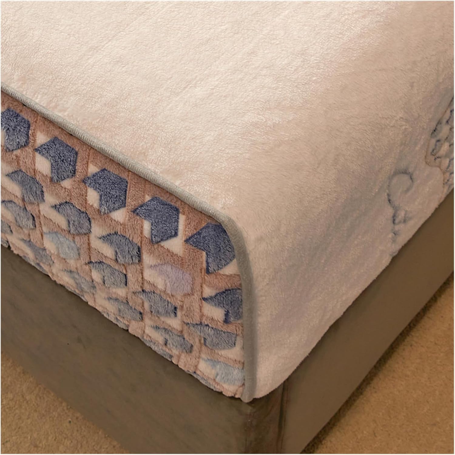 Fleece Fitted Bed Sheet Extra Deep 28cm, Flanell Crushed Velvet Fitted