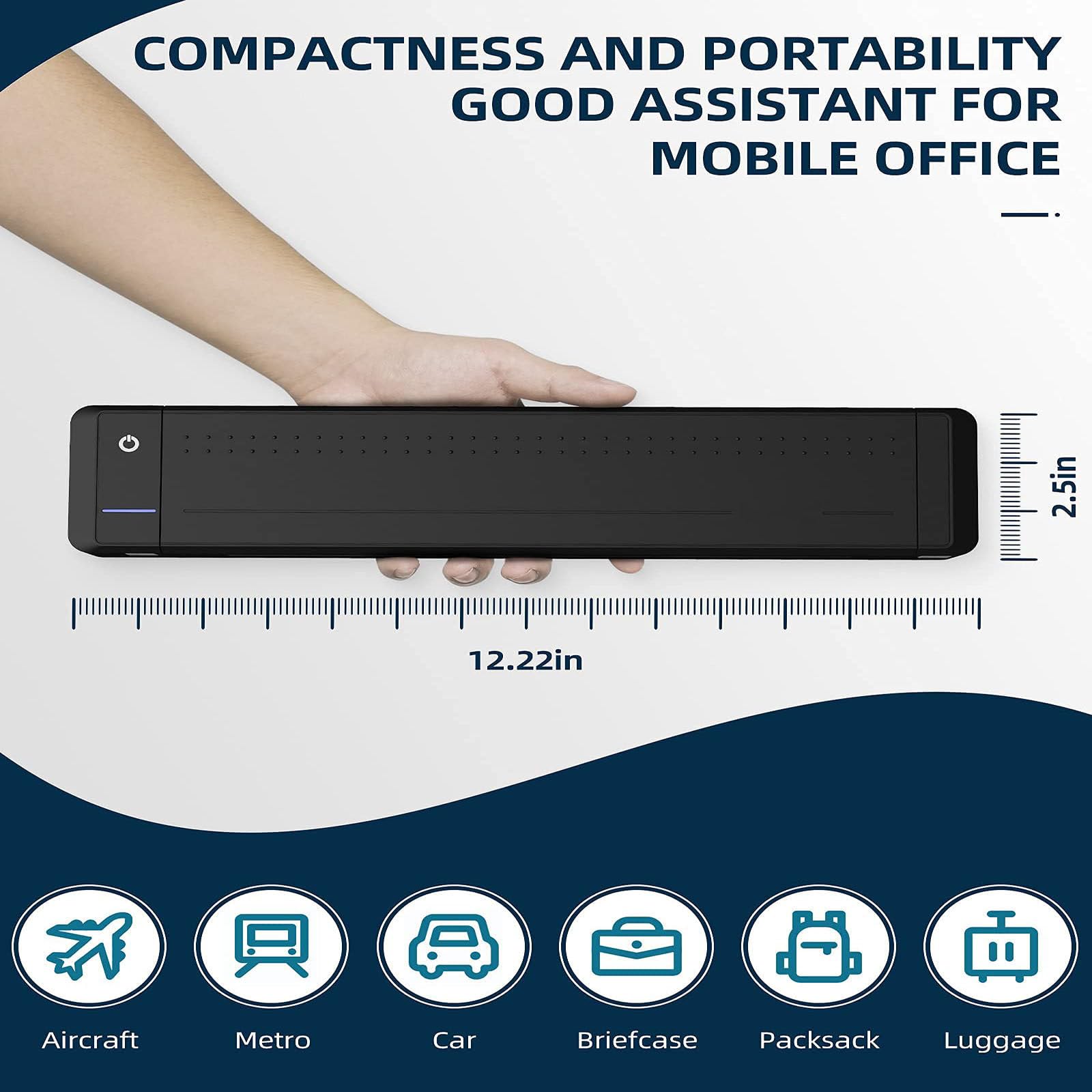 RIDAEX Stampante per ufficio portatile wireless Bluetooth A4 Stampante a trasferimento termico per gli spostamenti