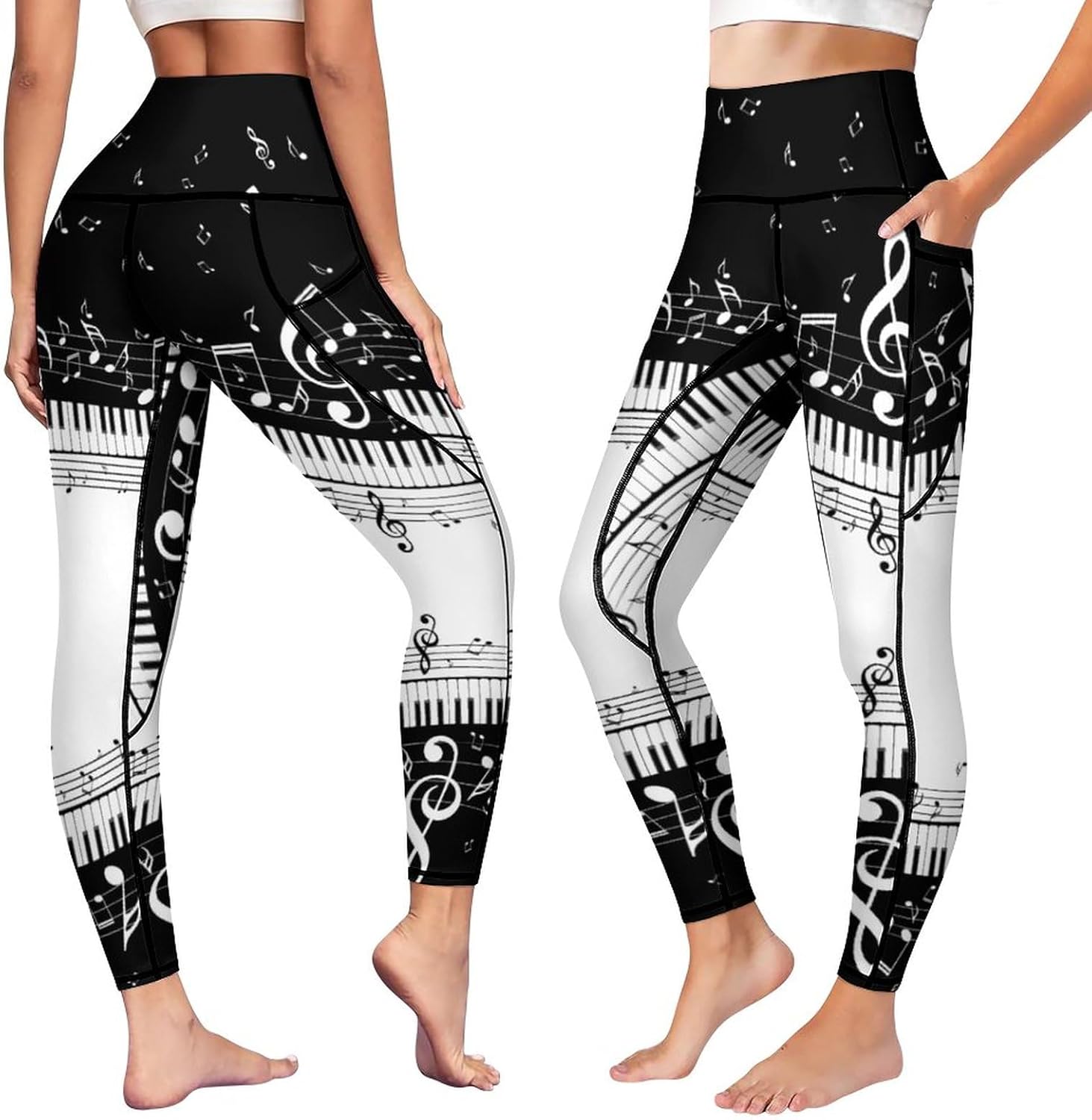 High Waist Yoga Pants with Pockets Tummy Control Workout Running 4 Way Stretch Yoga Leggings for Girls Women