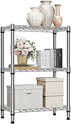 M MZG 750 lbs 3 Tier Shelf Metal Storage Shelves Shelving Wire Rack Heavy Duty Closet Organizers for Garage Kitchen Bathroom Laundry Chrome 13.8