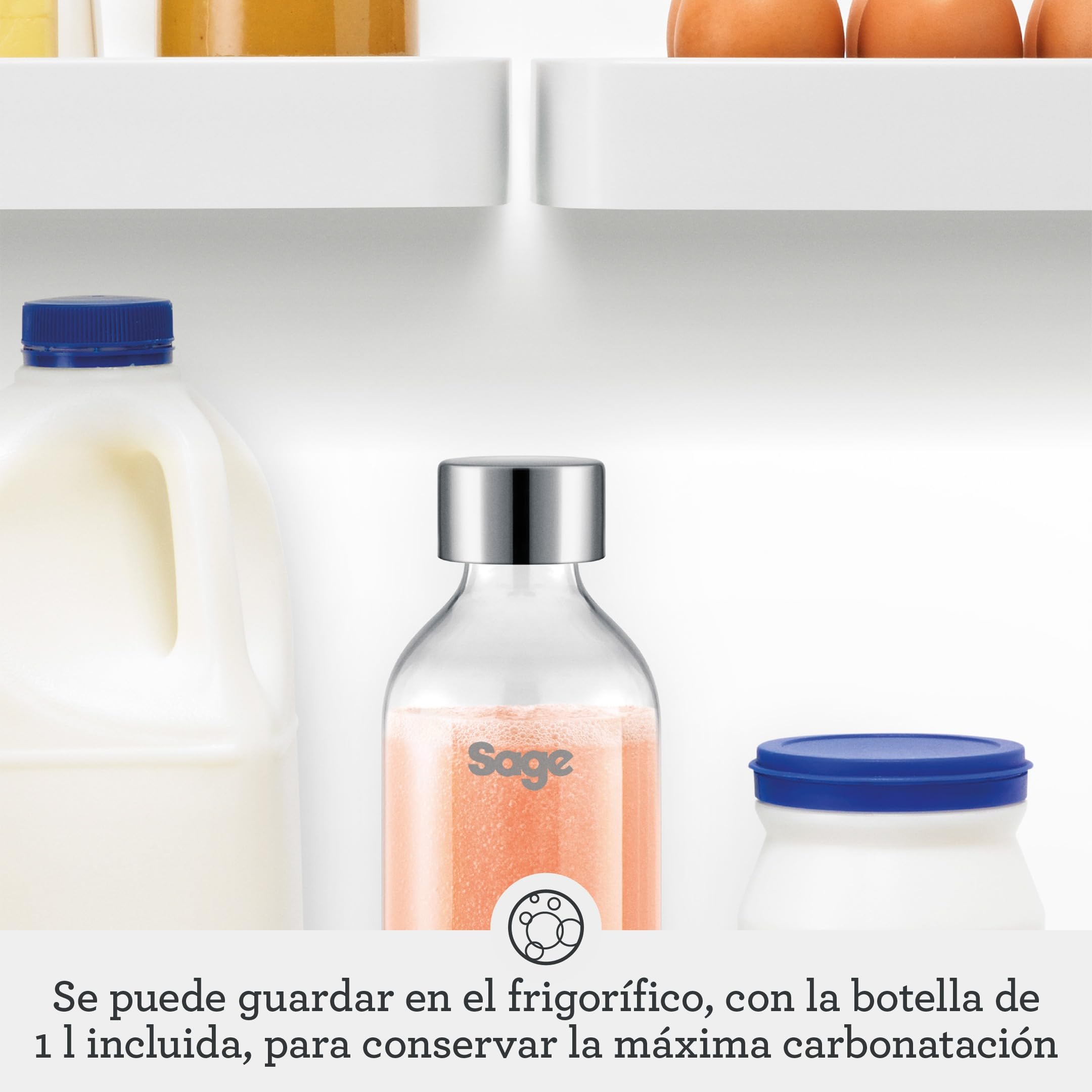 Sage InFizz Fusion Para Hacer Refrescos en Casa - Para Agua con Gas, Zumo, Té, Cócteles y Bebidas Gaseosas, Acero Inoxidable