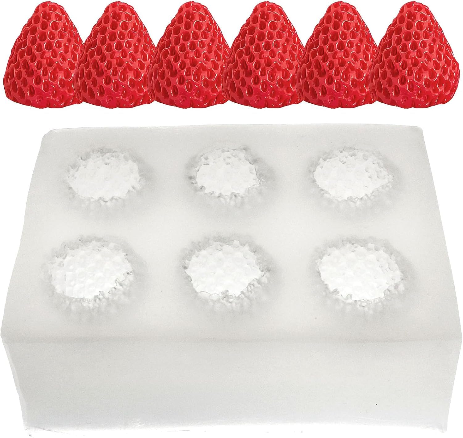 6 Slot Strawberry Silicone Mold Fruit Candle Mold for Candle Making Cake Fondant Decorating Chocolate Candy Food melts Dessert Pastry wax melts Polymer Clay Resin Soap Crafting Projects Clay Molds-image-6