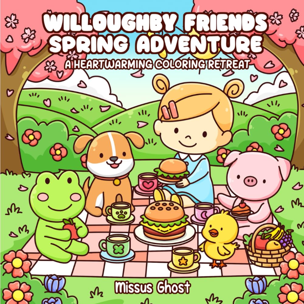 Willoughby Friends Spring Adventure: Coloring Book for Adults and Teens Featuring Super Cute Animal Characters with Bold and Easy Simple Designs for Relaxation